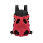 Sac à dos pour chien mains libres en rouge et noir avec ouverture pour les pattes