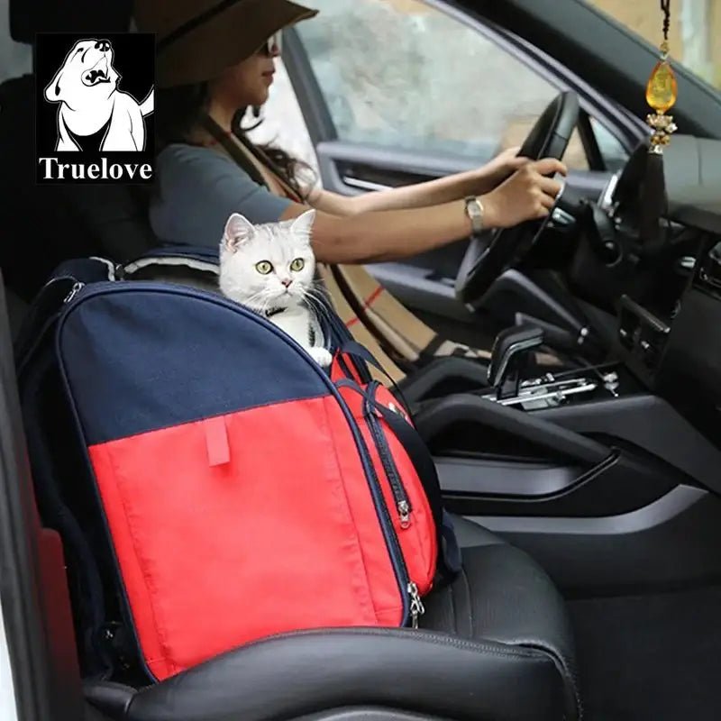 Sac à dos pour chien Truelove Multifonction avec carapace rouge et bleue et chat à l’intérieur