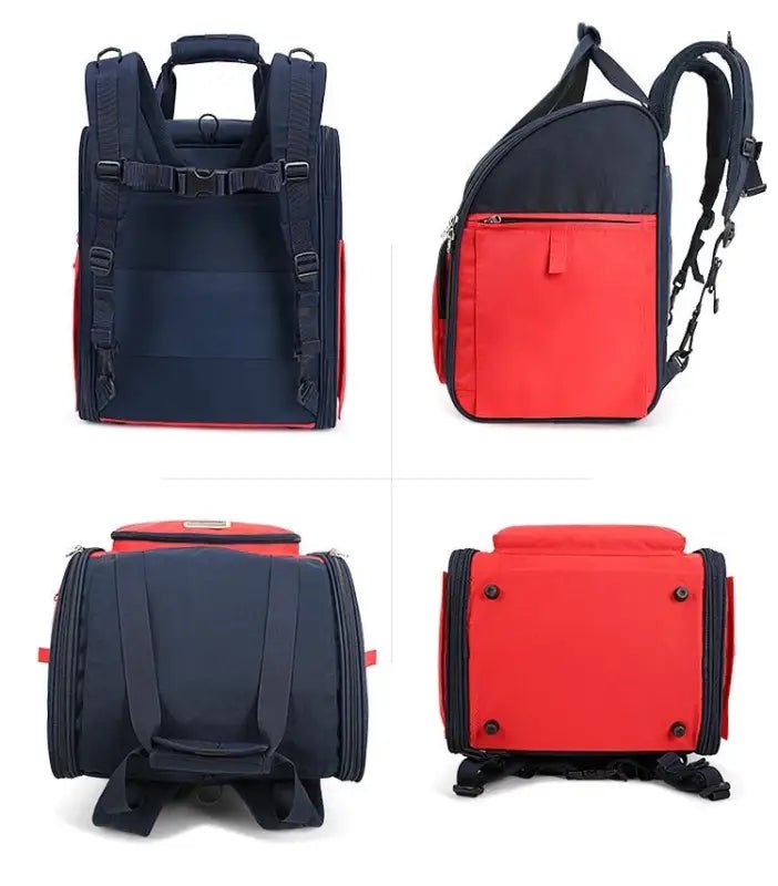 Sac à dos pour chien Truelove Multifonction en rouge et navy, plusieurs vues