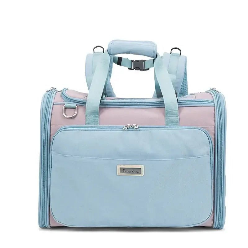 Sac à dos pour chien Truelove Premium en tissu Oxford 420d, deux tons rose et bleu