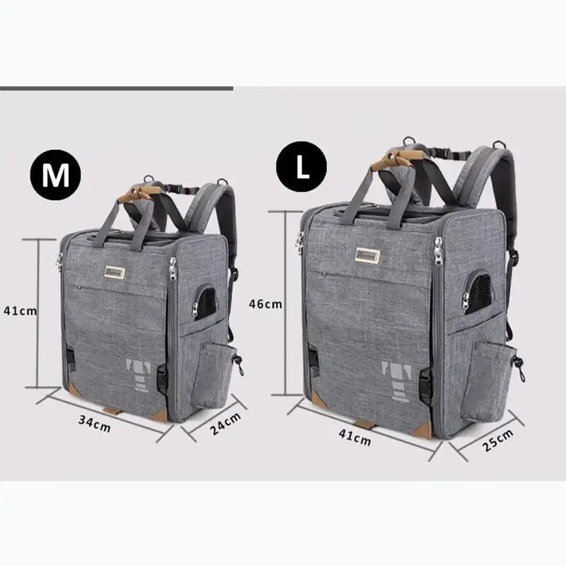 Sac à dos pour chien Truelove Safe respirant avec ouverture latérale, deux tailles grises