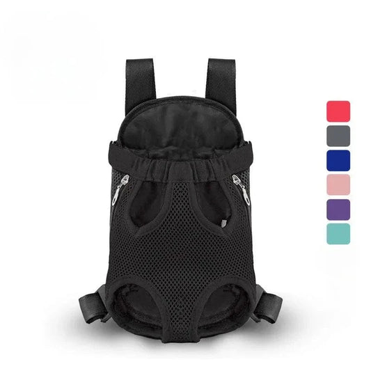 Sac à Dos Aéré avec porte-masque en maille noir pour petit chien, facile à entretenir