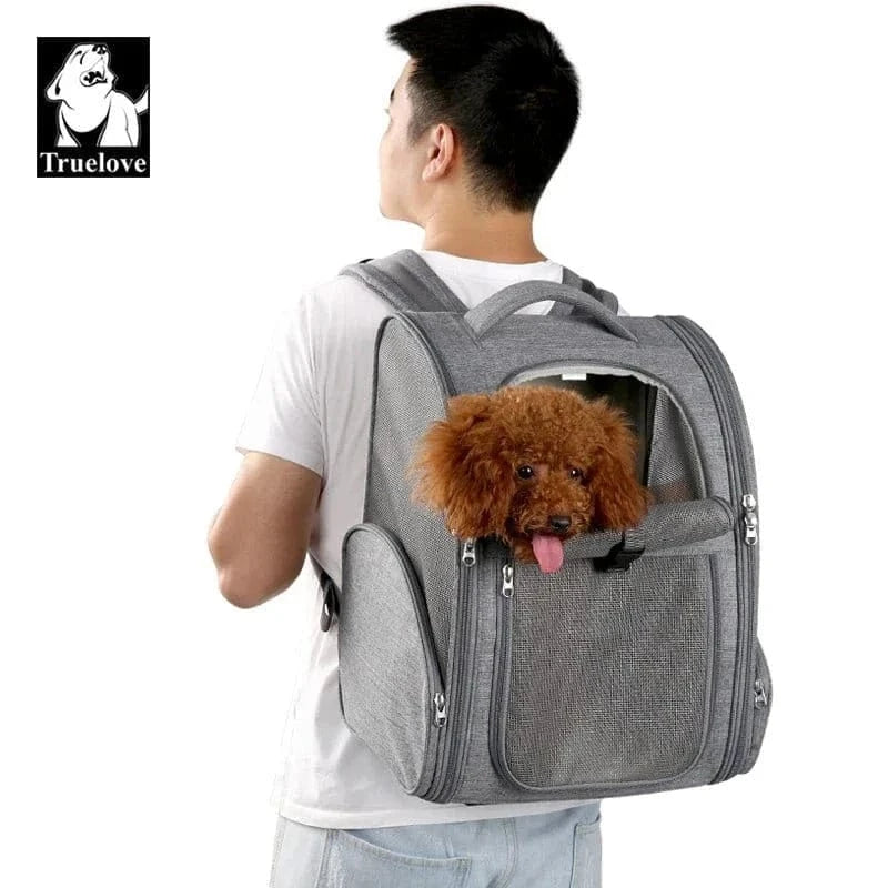 Sac à Dos Respirant Truelove petite taille avec maille respirante pour chien en gris