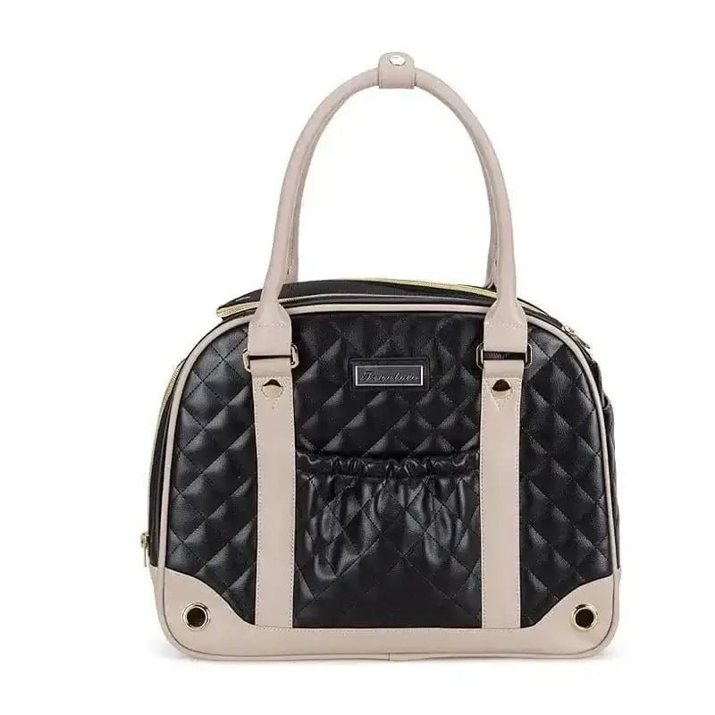 Sac à main truelove pour petit chien avec design quilting noir et beige
