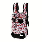 Sac à dos respirant pour chien avec pattes libres et motif à fraises, idéal pour randonnée