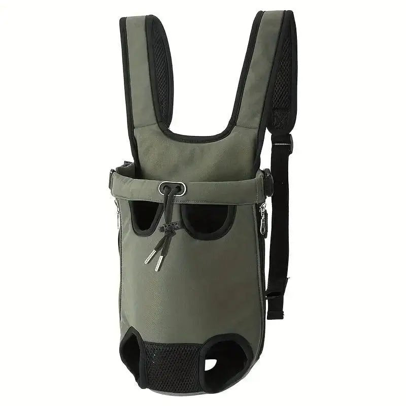 Sac à dos respirant pour chien avec pattes libres en vert olive, parfait pour randonnée