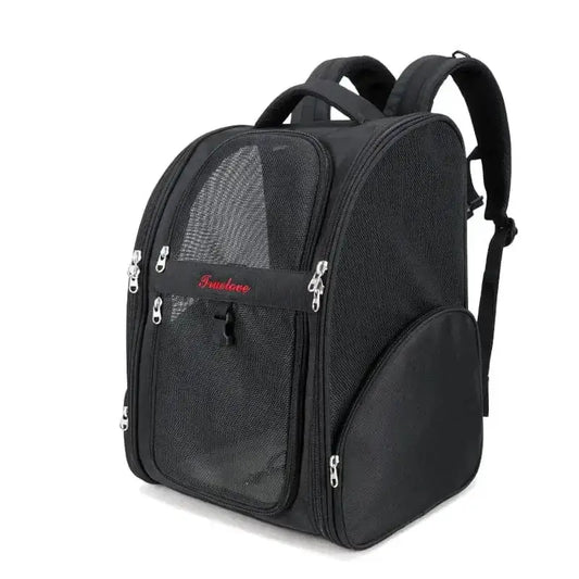 Sac à dos pour chien Truelove chic noir, tissu résistant, transport stylé et confortable
