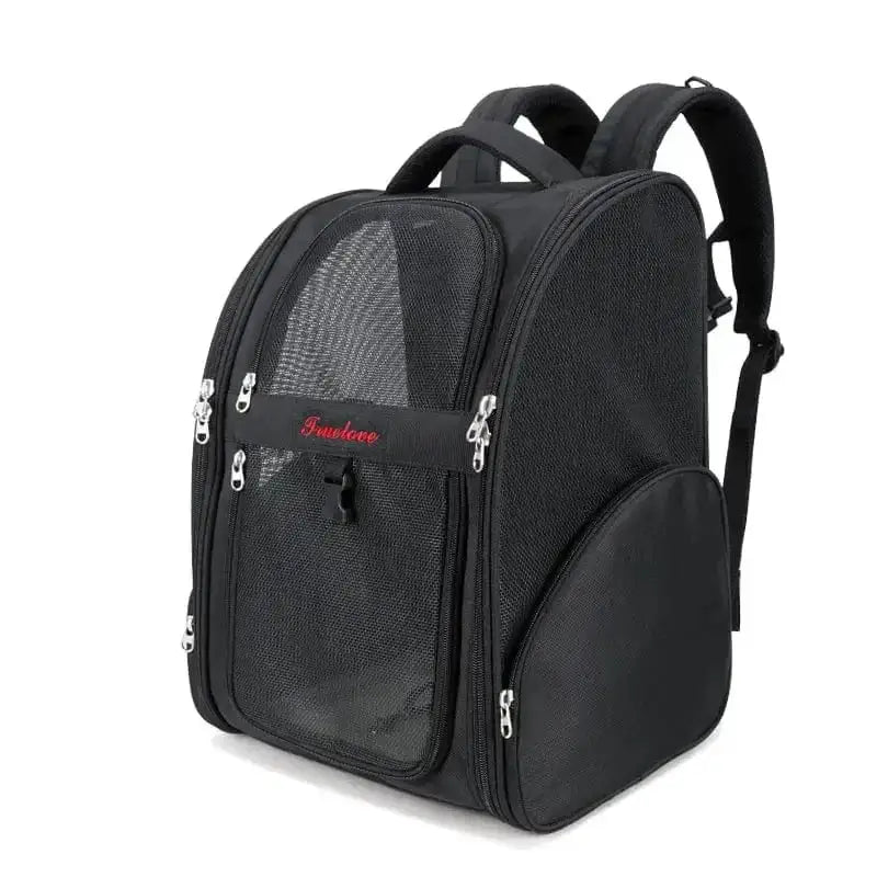Sac à dos pour chien Truelove chic noir, tissu résistant, transport stylé et confortable