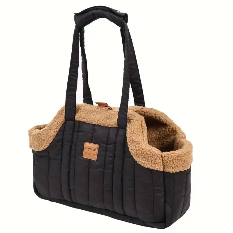Sac de transport en tissu molletonné pour chien avec motif matelassé et doublé chaud