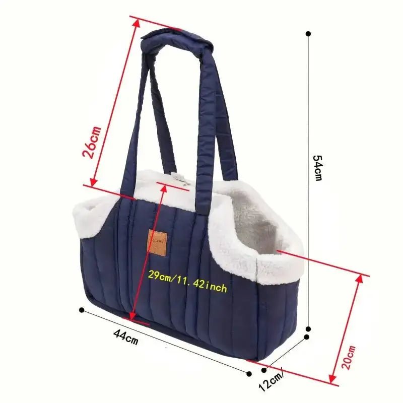 Sac cabas matelassé doublé chaud pour petit chien avec dimensions, sac de transport en tissu molletonné pour chien