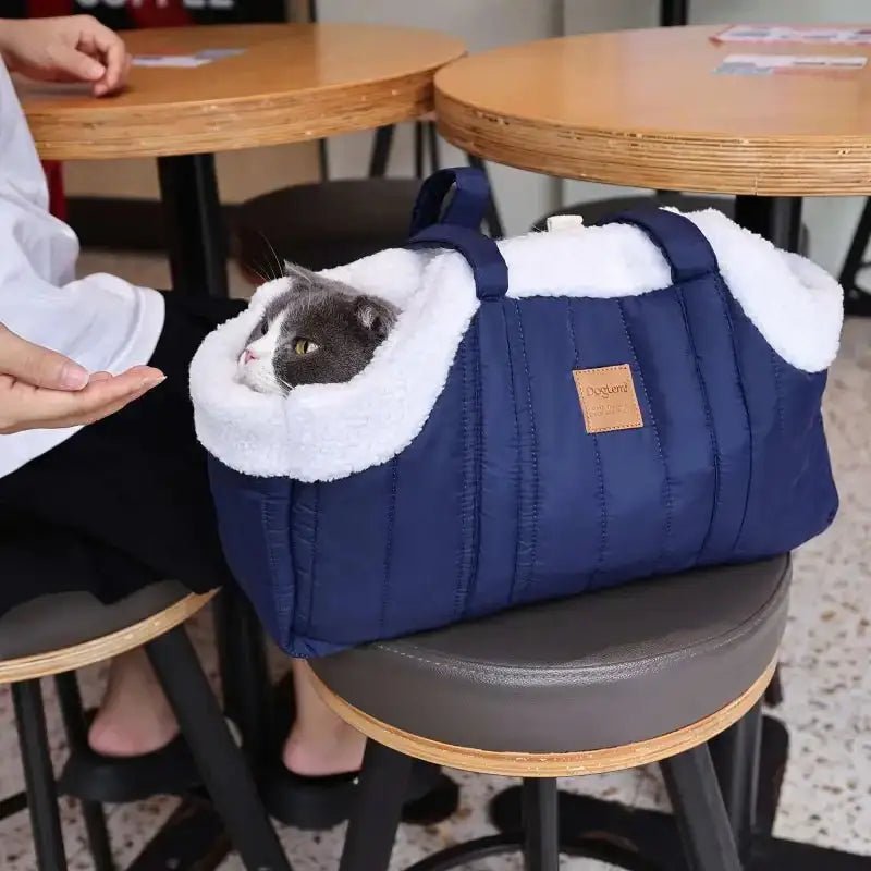 Sac de transport en tissu molletonné pour chien avec design matelassé et doublé chaud