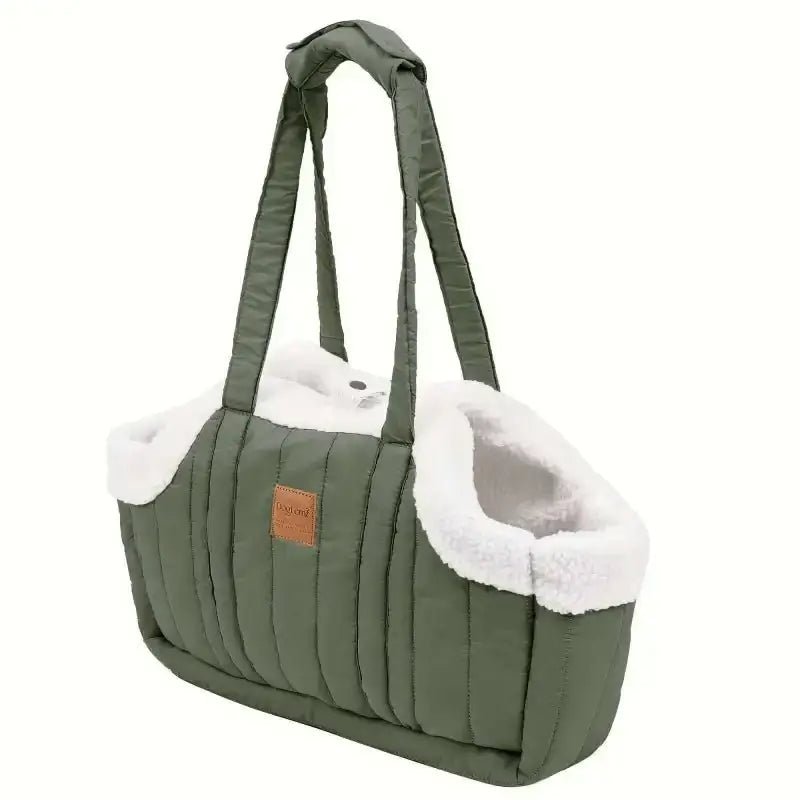 Sac cabas pour chien doublé chaud en tissu molletonné avec rembourrage blanc faux fur