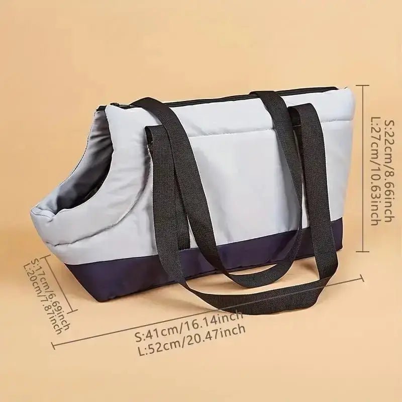 Sac cabas pour chien avec trou pour la tête, deux tons et bandoulières noires