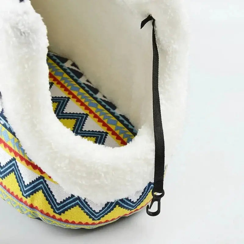 Hanging pet bed with colorful pattern for petits chiens, avec fourrure intérieure, accessoires pour chien