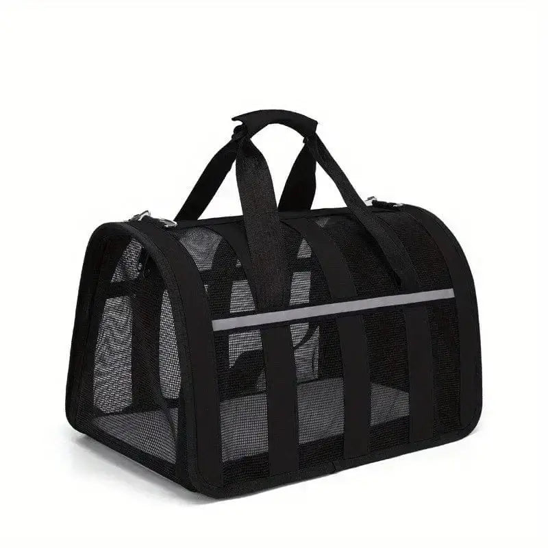 Sac de transport rigide pour chien respirant avec mesh noir et fermetures zippées