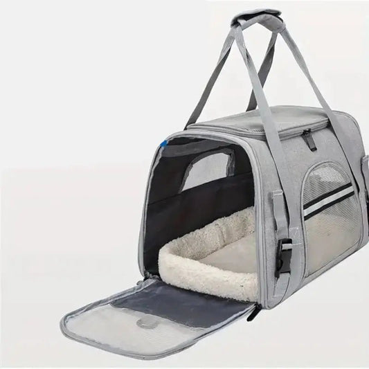 Sac de transport pour chien avec coussin intégré, ventilation filet, grande ouverture frontale