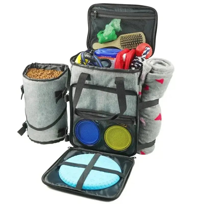 Sac de voyage pour chien avec rangements organisés, sac organisé pour chiens randonneurs ou voyageurs