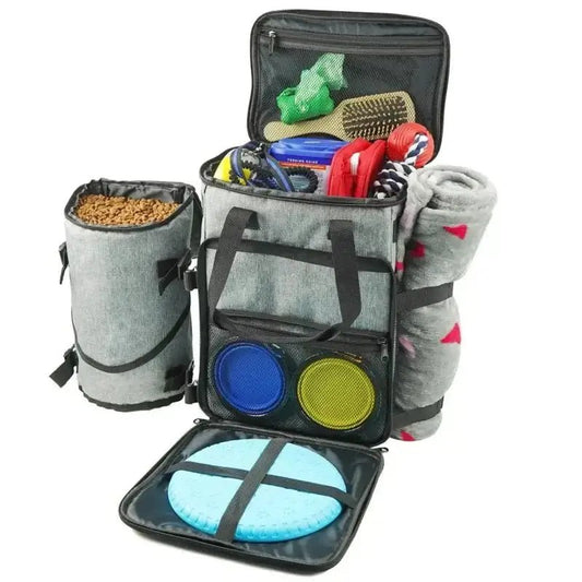 Sac de voyage pour chien avec rangements organisés, sac organisé pour chiens randonneurs ou voyageurs