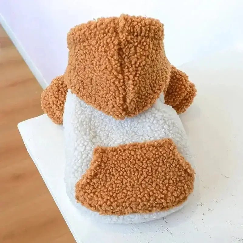 Hoodie sherpa deux tons pour chien, vêtement doux et chaud avec capuche, petit taille