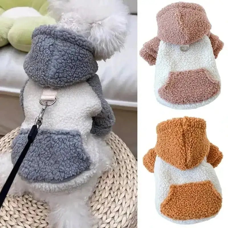Sweat à capuche pour chien petit taille avec leash, vêtement doux et chaud avec capuche