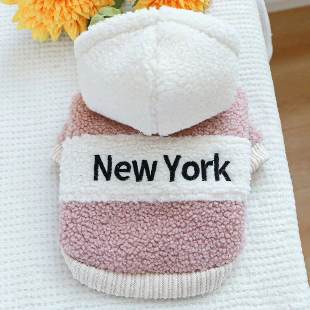 Hoodie en laine berber pour petit compagnon avec logo NY, style sweat à capuche