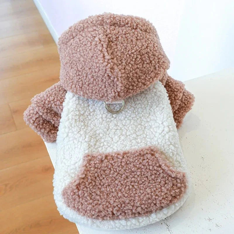 Sweat à capuche en laine berber pour petit compagnon avec hoodie fuzzy deux tones