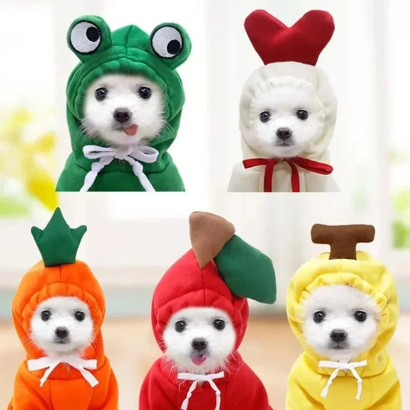 Cinq petits chiens en costumes fruits et animaux pour Sweat à Capuche polyester doux