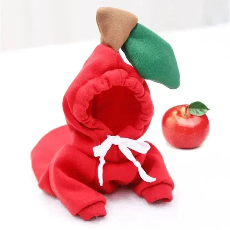 Sweat à capuche fruité en polyester doux pour petits chiens, style pomme cool