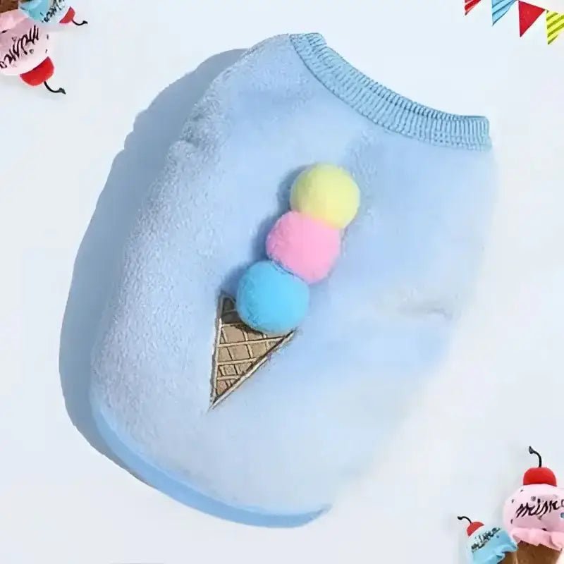 Pull en peluche pour chien motif nounours avec design crémier, doux et chaud
