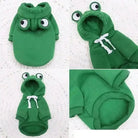 Déguisement drôle pour petit chien avec capuche en hoodie vert avec thème grenouille