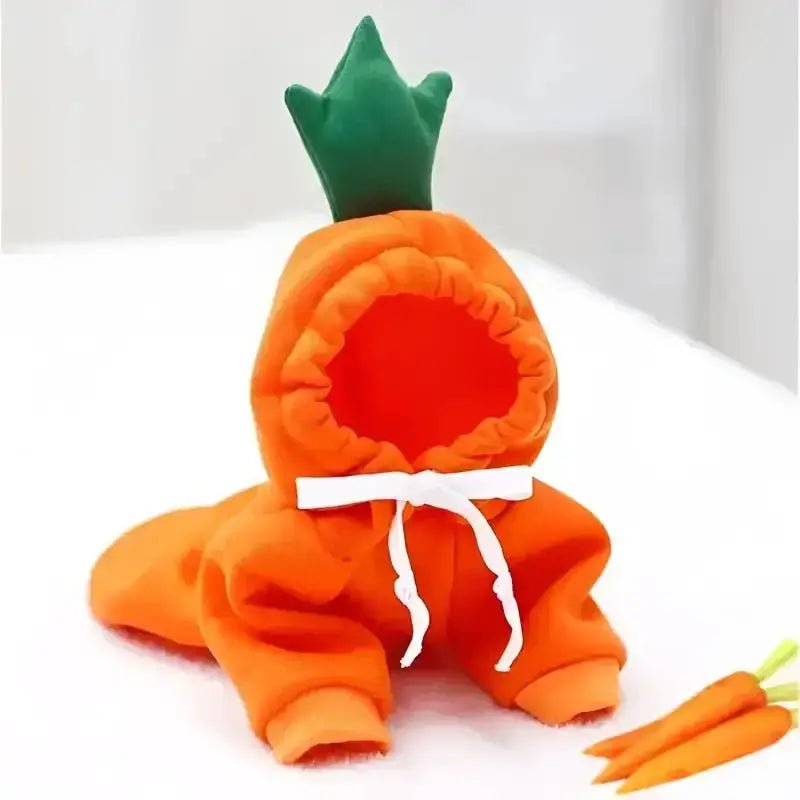 Vêtement chien orange avec capuche pour déguisement drôle, confortable et fantaisie