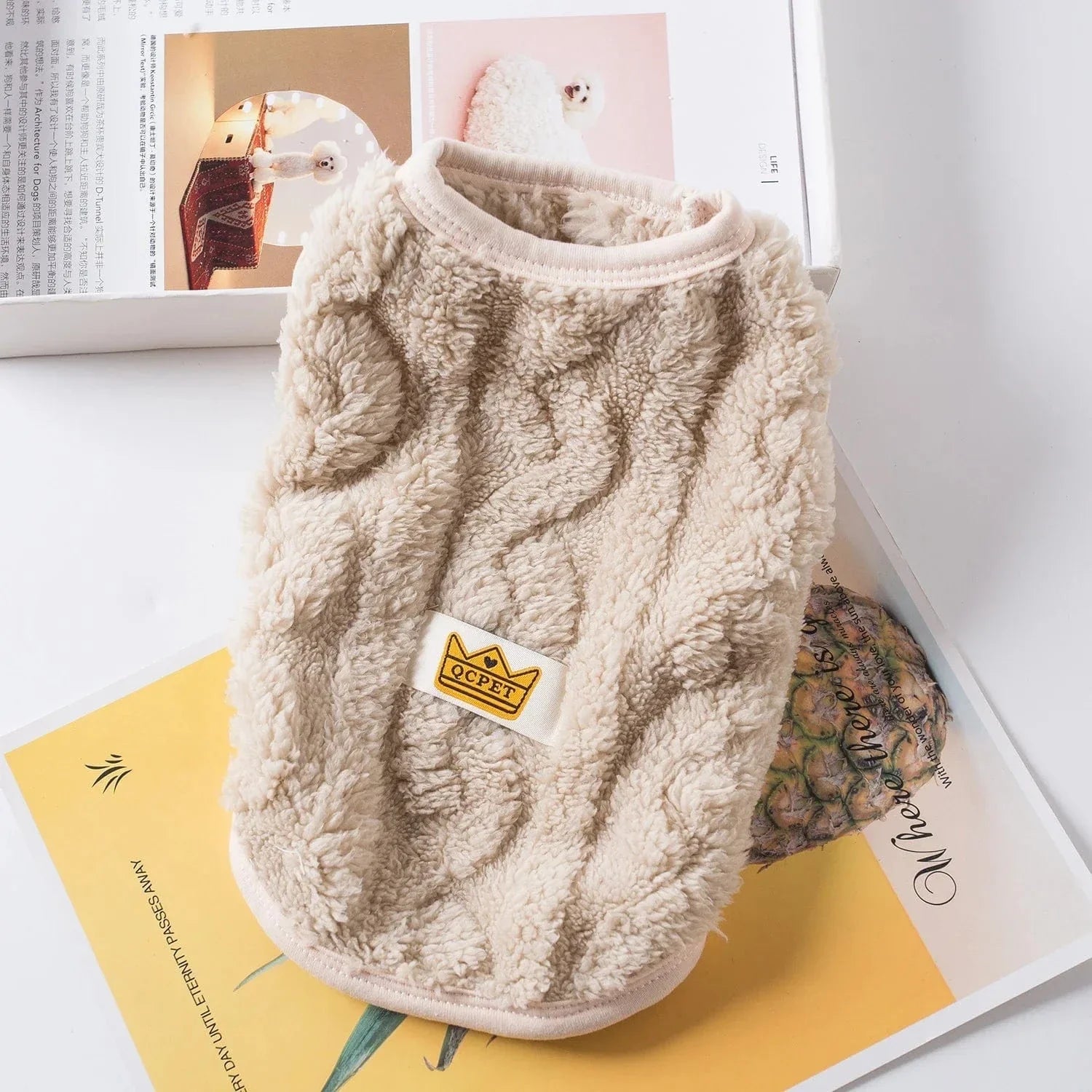 Sweat chaud beige pour petit chien, parfait pour chats nus, ultra doux et fuzzy