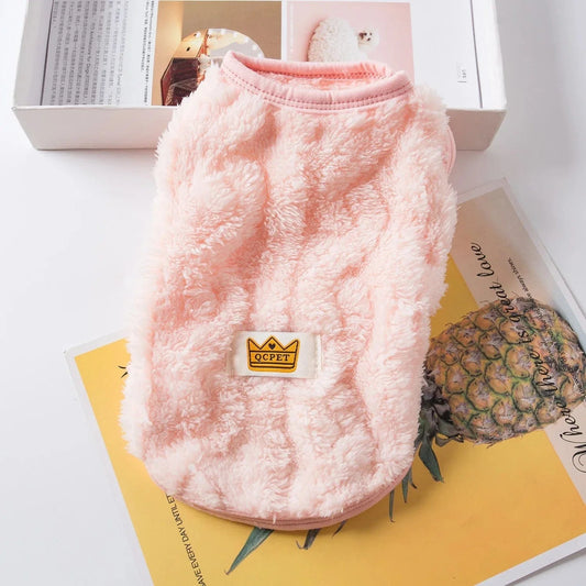 Sweat chaud pour petit chien avec pull rose peluche, idéal pour l’hiver