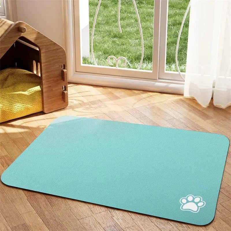Aqua pet mat with paw print, tapis d’alimentation absorbant idéal pour votre animal