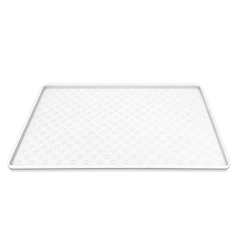 Tapis d’alimentation blanc absorbant avec patte de chien, facile à nettoyer