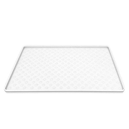 Tapis d’alimentation blanc absorbant avec patte de chien, facile à nettoyer