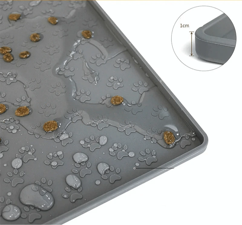 Tapis d’alimentation pratique avec rebords, absorbant et facile à nettoyer pour animaux