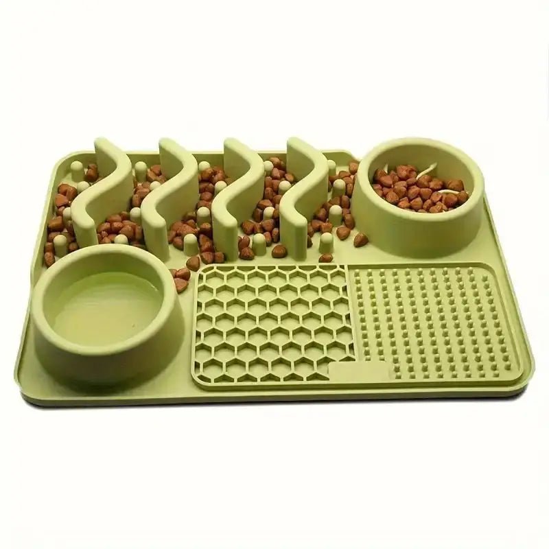 Tapis de fouille pour chien avec gamelle intégrée et zone de léchage, alimentation lente