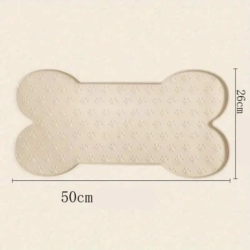 Tapis sous gamelle pour chien antidérapant en silicone forme os avec texture empreinte de patte