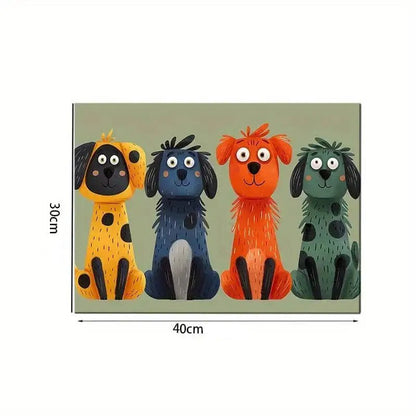 Image d’un tapis sous gamelle pour chien antidérapant avec design amusant et original