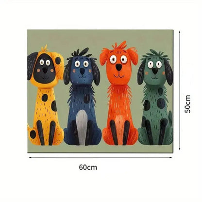 Image d’un tapis sous gamelle pour chien antidérapant décoratif avec art de chien amusant