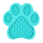 Tapis de léchage pour chien en forme de patte en silicone turquoise anti-stress