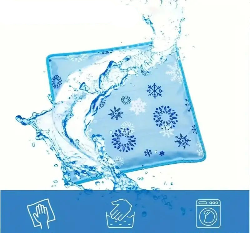 Tapis rafraîchissant pour chien motif flocons de neige bleus, tapis auto-refroidissant