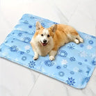 Tapis rafraîchissant pour chien motif flocon de neige avec corgi, tapis auto-refroidissant à poser au sol