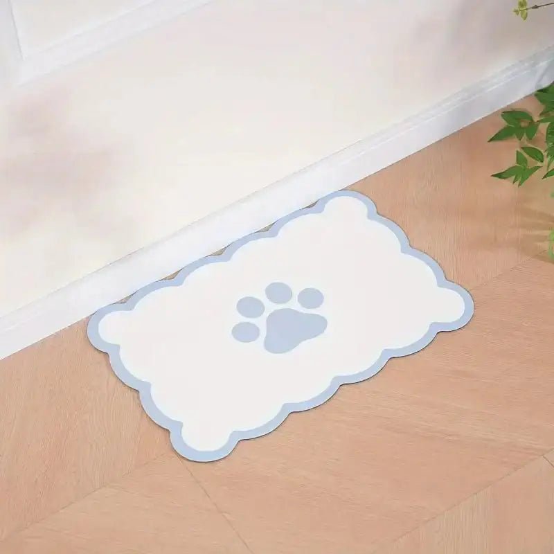 Tapis antidérapant pour gamelle de chien en forme de nuage avec empreinte mignonne