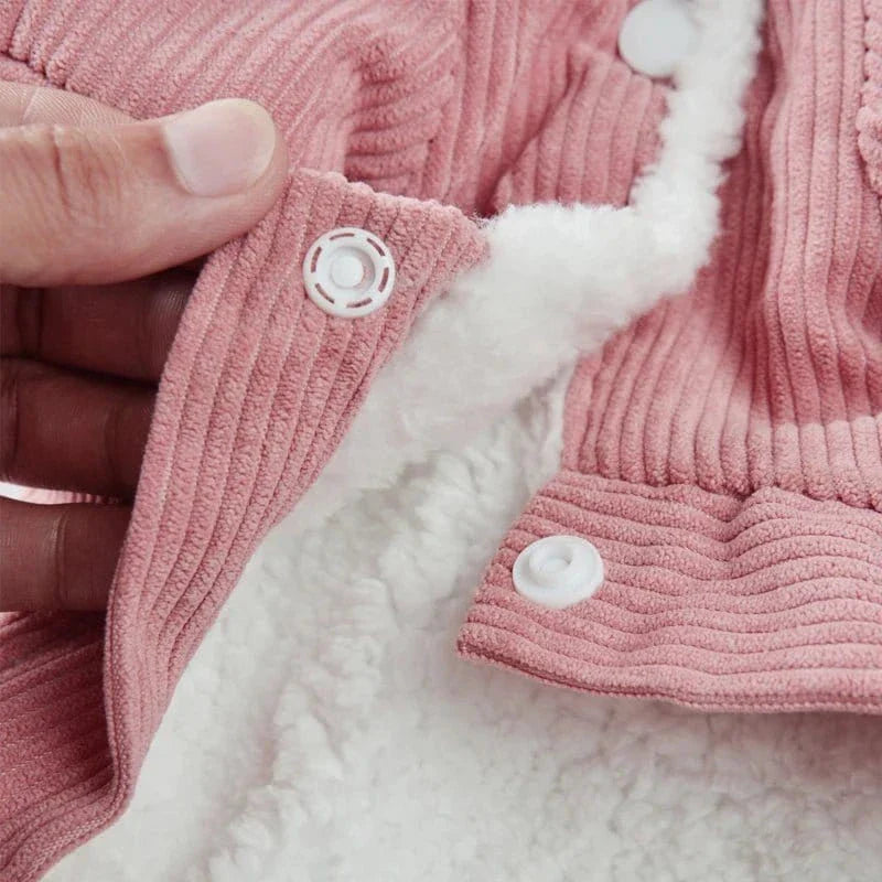 Veste chaude pour petits chiens en velours rose avec fausse fourrure blanche