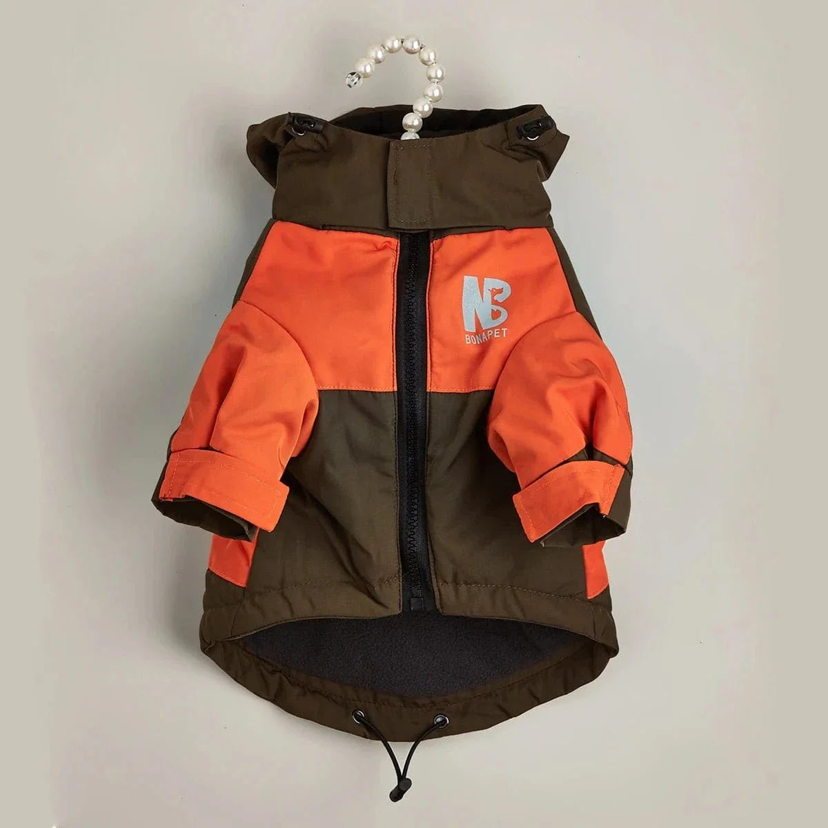 Veste d’hiver imperméable pour chien en molleton épais, orange et marron