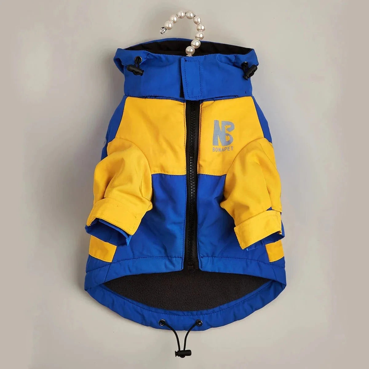 Vest d’hiver imperméable pour chien avec molleton épais en bleu et jaune