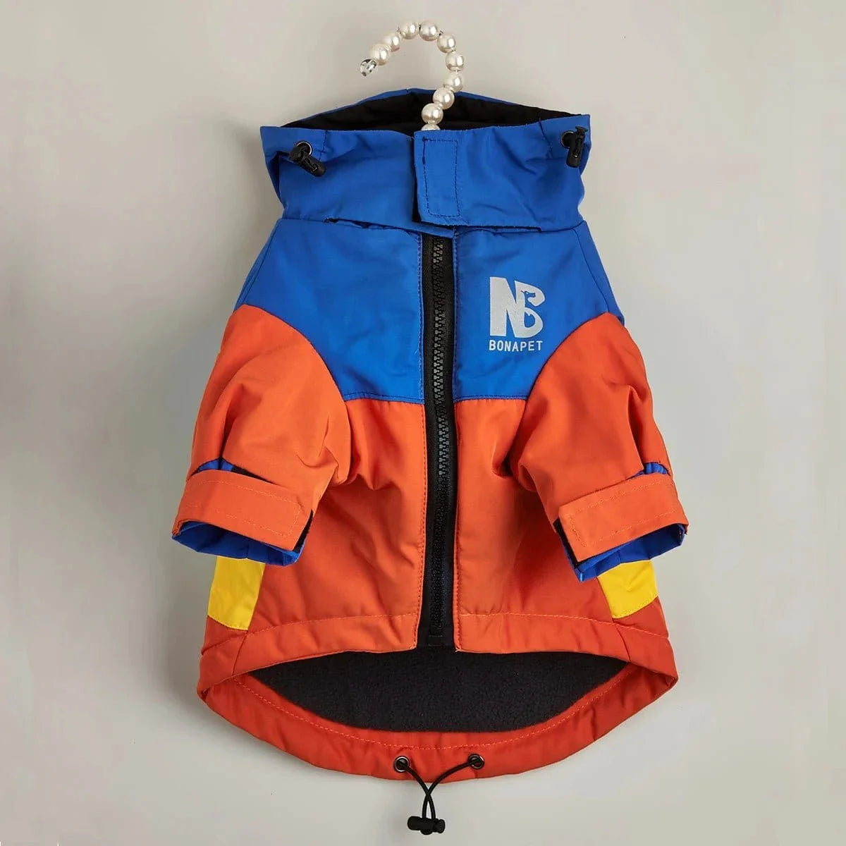 Veste d’hiver imperméable pour chien en molleton épais, bleu et orange