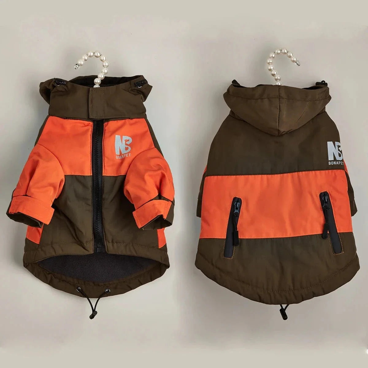 Veste d’hiver imperméable avec molleton épais et capuche pour chien deux tons